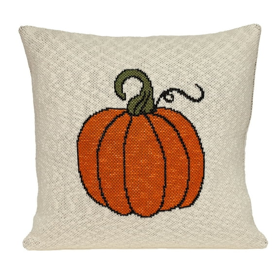 Parkland Collection Casper 20x20" Pumpkin Cotton Throw Pillow in Beige/Orange