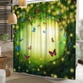 thumbnail image 2 of Enchanted Forest Shower Curtain Fantasy Fairy Tale Forest Butterfly Dreamy Magic Girls Bathroom Shower Curtain Set Waterproof Polyester Fabric with 12 Hooks 72Wx72H Inch, 2 of 6