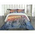 thumbnail image 2 of Ambesonne Forest Quilted Coverlet 3 Pcs, Sunrise at Wintertime, King Size, White Red, 2 of 4