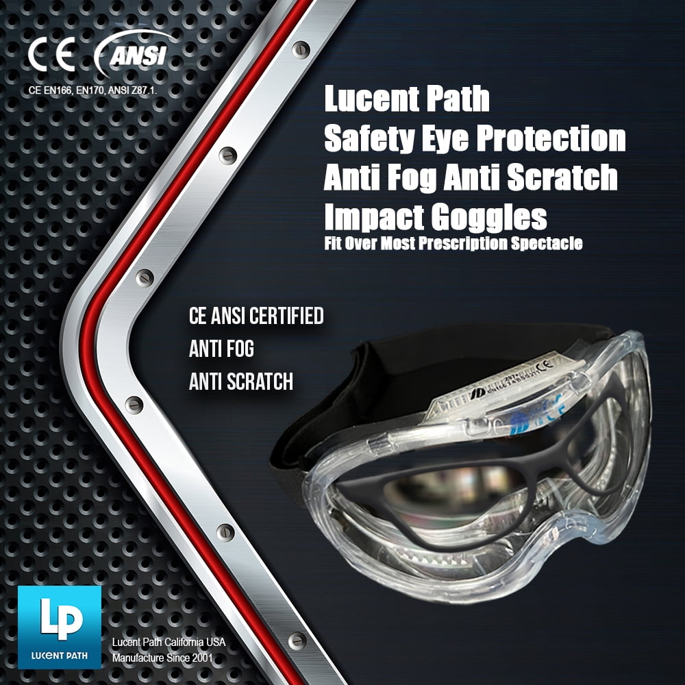 5 Packs - Lucent Path ASIN CE Certified Anti Fog Anti Scratch Impact Safety Goggles