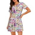 thumbnail image 1 of Easygdp Peace Love and Dove Flower Power Camisón de manga corta para mujer, informal, estampado, 1 of 6