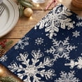 thumbnail image 6 of Smile Navy Blue Snowflakes Winter Placemats Set of 4, 12x18 Inch Christmas Table Mats, 6 of 8