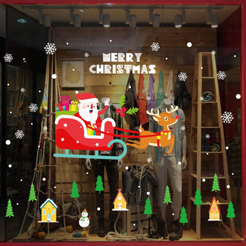 Merry Christmas and a Happy New Year Shop Home Window Sticker Xmas Display Decal 