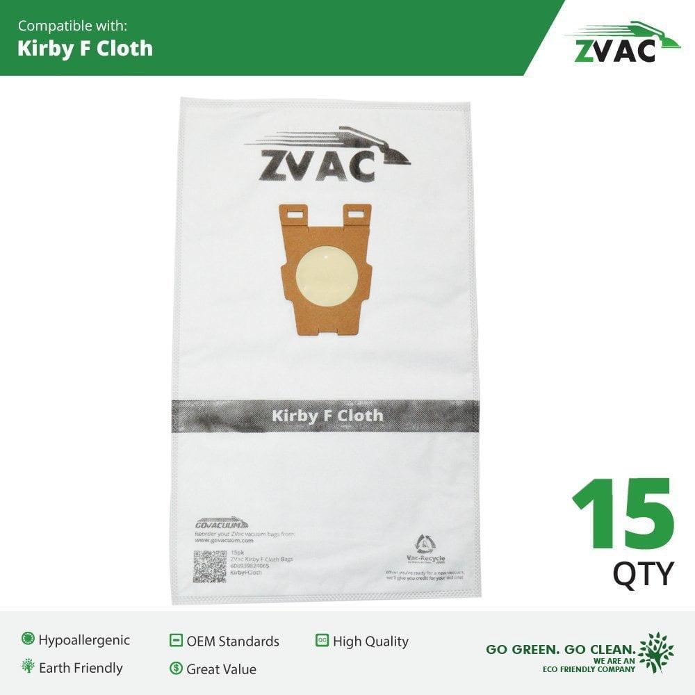 15 Pack ZVac Kirby Style F Generic High Efficiency HEPA Cloth Allergen