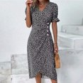thumbnail image 1 of Vestido A Media Pierna Vestido bohemio de mujer de manga corta floral Hi-Low Hem Split Beach Dress (Negro XXL) Ygjytge para Mujer Negro T 24, 1 of 6
