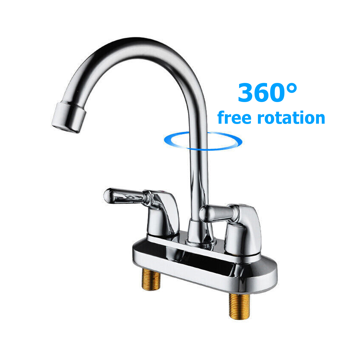 Novashion 360° Rotates Mixer Tap for Kitchen Faucet Double Holes and Handles Sink Faucet Basin Sink Mixer Water Tap - image 4 of 6
