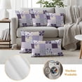 thumbnail image 6 of Spring Floral Outdoor Waterproof Pillow Covers, Dark Purple Flowers Patchwork Grid Bohemia Decorative Square Throw Pillowcase Sofa Cushion Sham for Patio/Couch/Chair, 20"x20" 2 Pack, 6 of 8