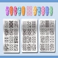 thumbnail image 3 of Juego de 3 placas para estampar uñas con textura floral (36 diseños diferentes): plantillas para manicura con motivos de hojas y plantas. Placa de acero inoxidable con imagen para uñas., 3 of 7