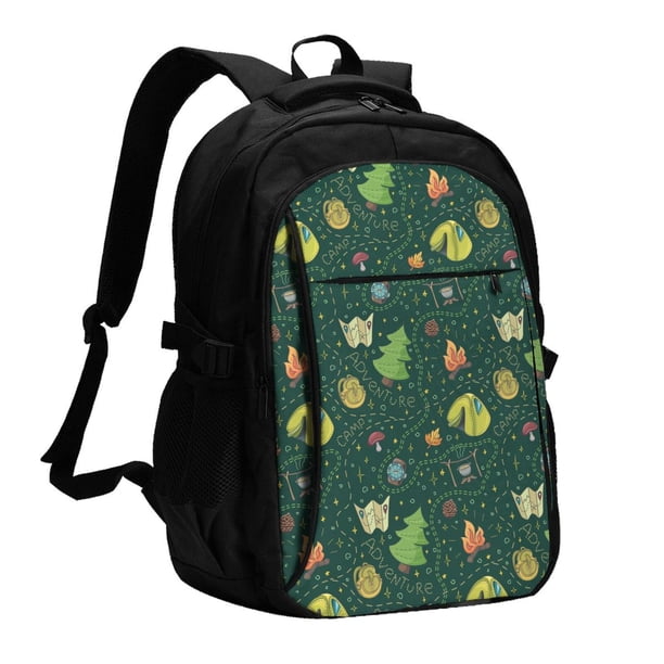 Easygdp Camp In The Forest Mochila para Laptop de Viaje con Puerto USB, Mochila para Laptop con Puerto de Carga USB para Mujeres y Hombres