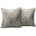 thumbnail image 2 of Cream Halloween Spiderweb Pillow Covers 18x18 Set of 2 Black Web Outdoor Decorative Throw Pillows Halloween Scary Themed Farmhouse Pillowcases Linen Cushion Case Decor for Home Sofa Couch Bed, 2 of 6