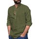 thumbnail image 5 of Designer Spring Summer Men's Casual Cotton Linen Solid Color Long Sleeve Shirts Loose Stand Collar Shirts M, 5 of 5