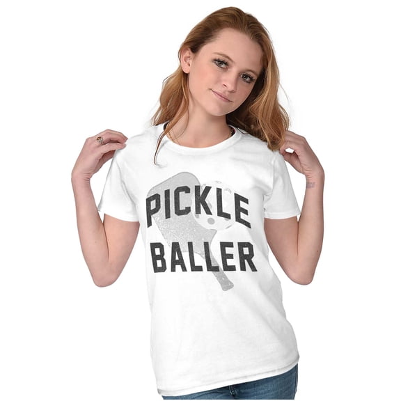 Cute Cool Pickle Baller Sports Fan Womens Slim Fit Graphic Tee Brisco Brands S
