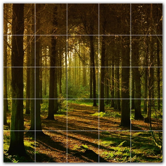 Picture-Tiles.com: Trees Ceramic Tile Wall Mural WAL501027-55XL. 60"W x 60"H using (25) 12" x 12" Ceramic Tiles-Satin Finish