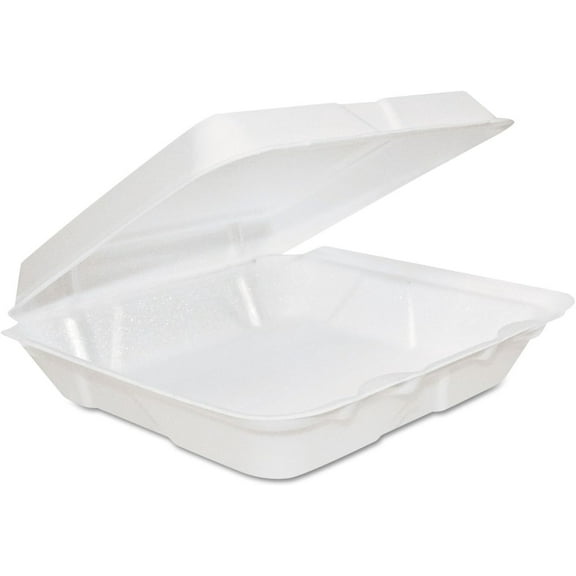 Hgudesign 80HT1R Foam Hinged Lid Containers, (L) 8 x (W) 7.5 x (H) 2.3, White (Case of 200)