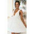 thumbnail image 4 of Women'S Summer Mini Dresses Sleeveless Deep V Neck Tiered Swing Dress Backless Going Out Vacation Boho Sundress White M, 4 of 9