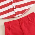 thumbnail image 4 of Toddler Boy Clothing Sets 4th of July Baby Boy Outfit Cute American Flag Print Button Down Shirt & Red Shorts 2-Piece Outfit, 4 of 7