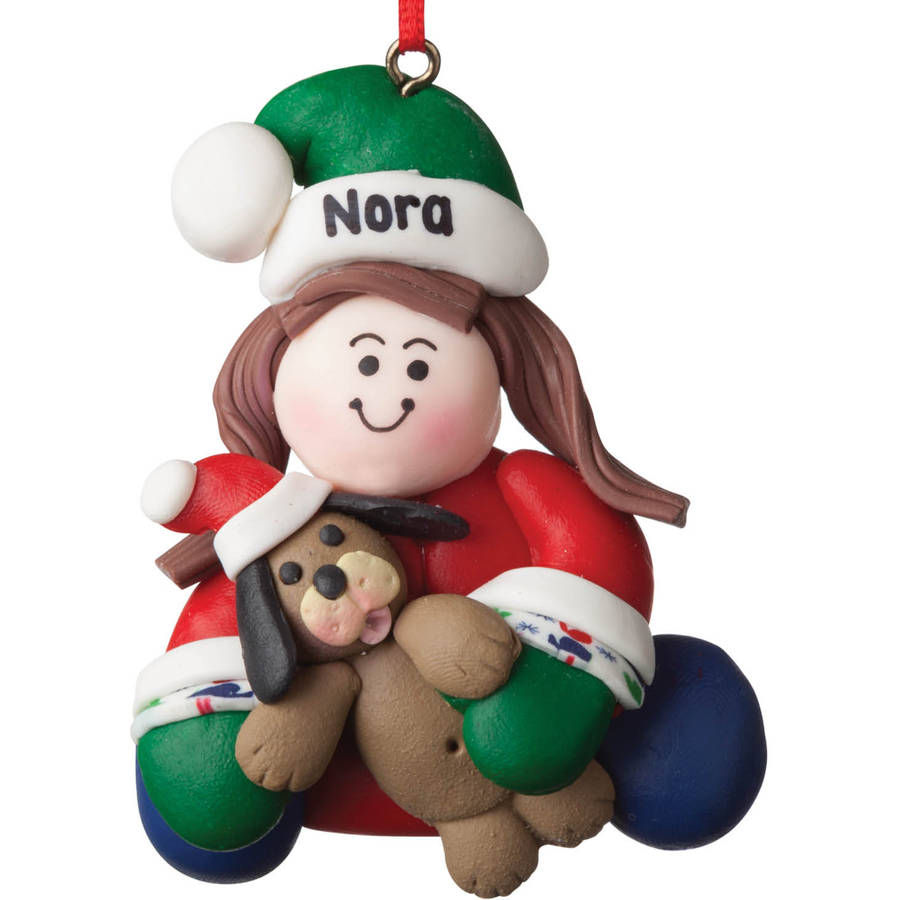 girl and dog ornament
