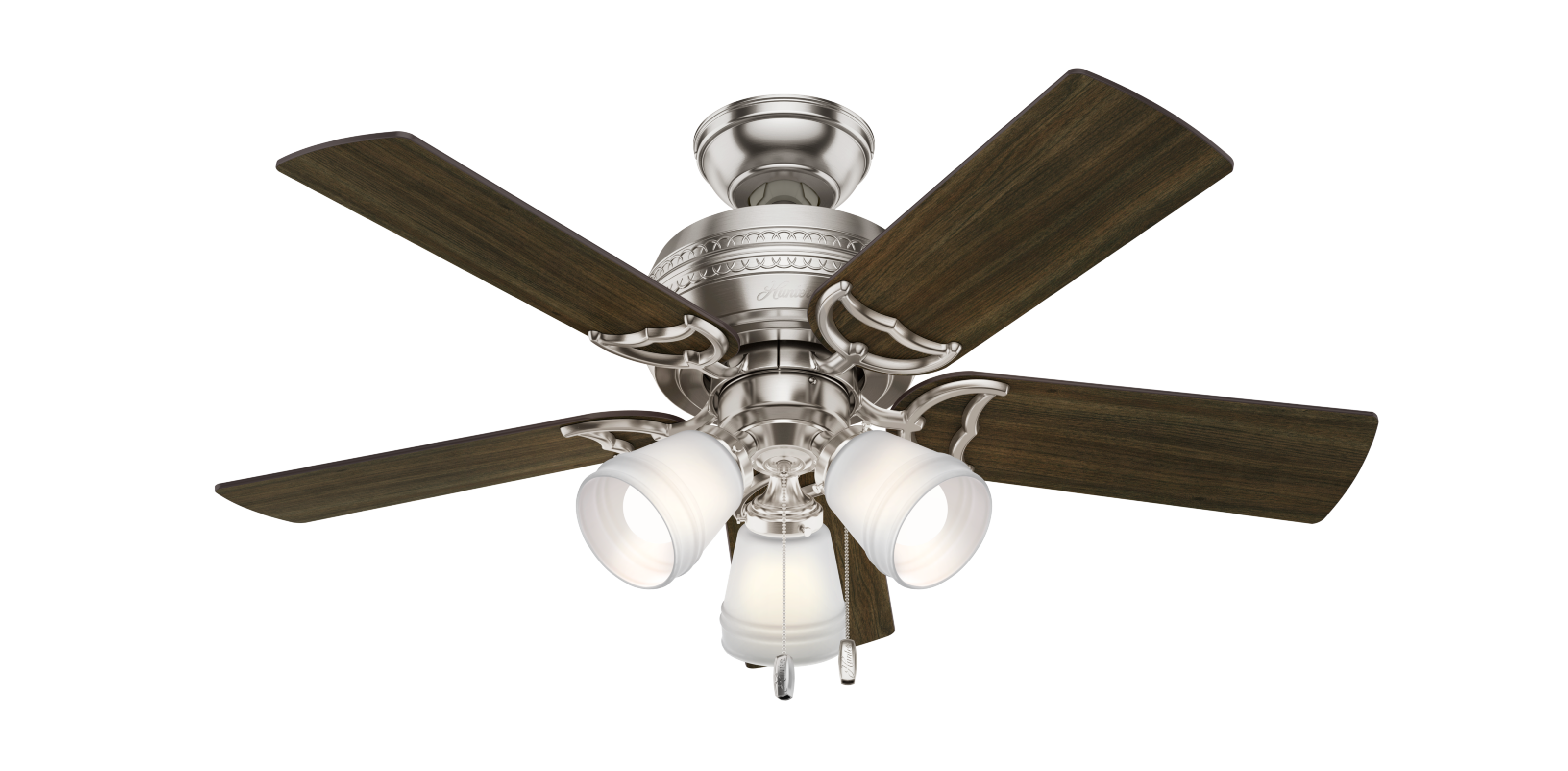 Hunter 42" Prim Brushed Nickel Ceiling Fan with Light Kit and Pull