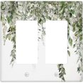 thumbnail image 1 of Sdmnsg-T Sage Green Leaves Print 2 Gang Double Rocker Light Switch Decorative Switch Plate Covers Plastic Wall Plates Kitchen Bathroom Home Decor, 1 of 5