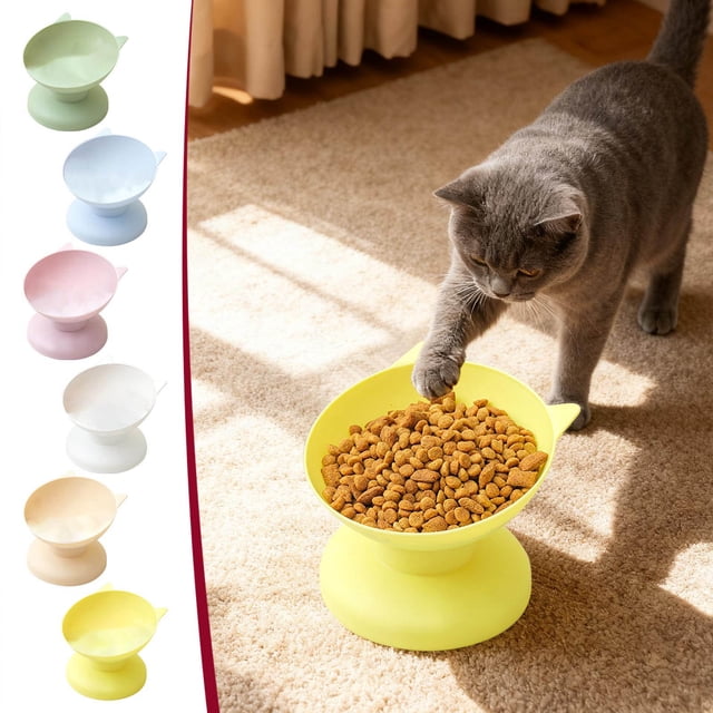 Plato De Comida Comedero y bebedero ergonómico para perros y gatos, con soporte cervical, color verde claro (1 unidad). Rkxzt
