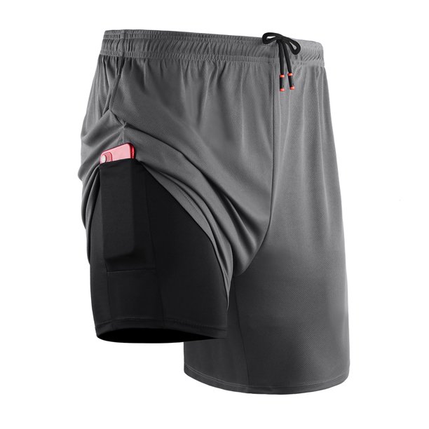 Pantalones Cortos Hombre Sport Pantalones cortos de entrenamiento 2 en 1 para hombre Bolsillos de se CACAGOO Pantalones Cortos Hombre Sport
