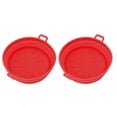 thumbnail image 3 of 2 Pcs Silicone Air Cooker Pot With Handle Round Fryer Liner Tray Replacement for Kitchen Cooking Accessories 21cm Red, 3 of 6