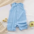 thumbnail image 2 of Wxirdiow Summer Baby Clothes Baby Rompers Summer Newborn High Stretch Solid Color Breathable Cotton With Front Button Closure Light Blue Size,3-6 Months, 2 of 6