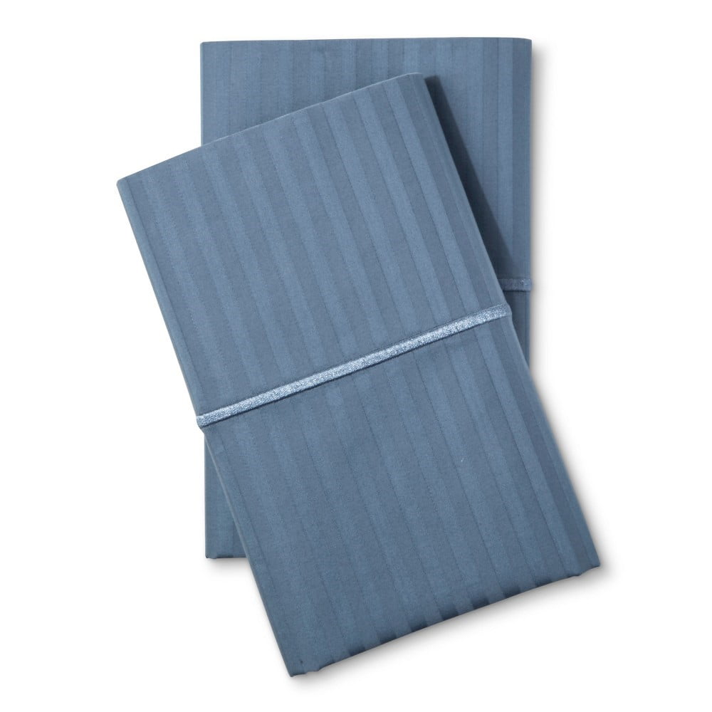FIELDCREST Satin Stitch Damask Full 4-pc Sheet Set 100% Cotton 500 Rig Blue
