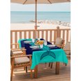 thumbnail image 6 of Teal Navy Blue Tuna Outdoor Tablecloth with Umbrella Hole, Summer Beach Coastal Modern Art Spillproof Waterproof Outdoor Table Cover, Patio Tablecloths for Party Picnic Camping, Rectangle 60"x84", 6 of 9