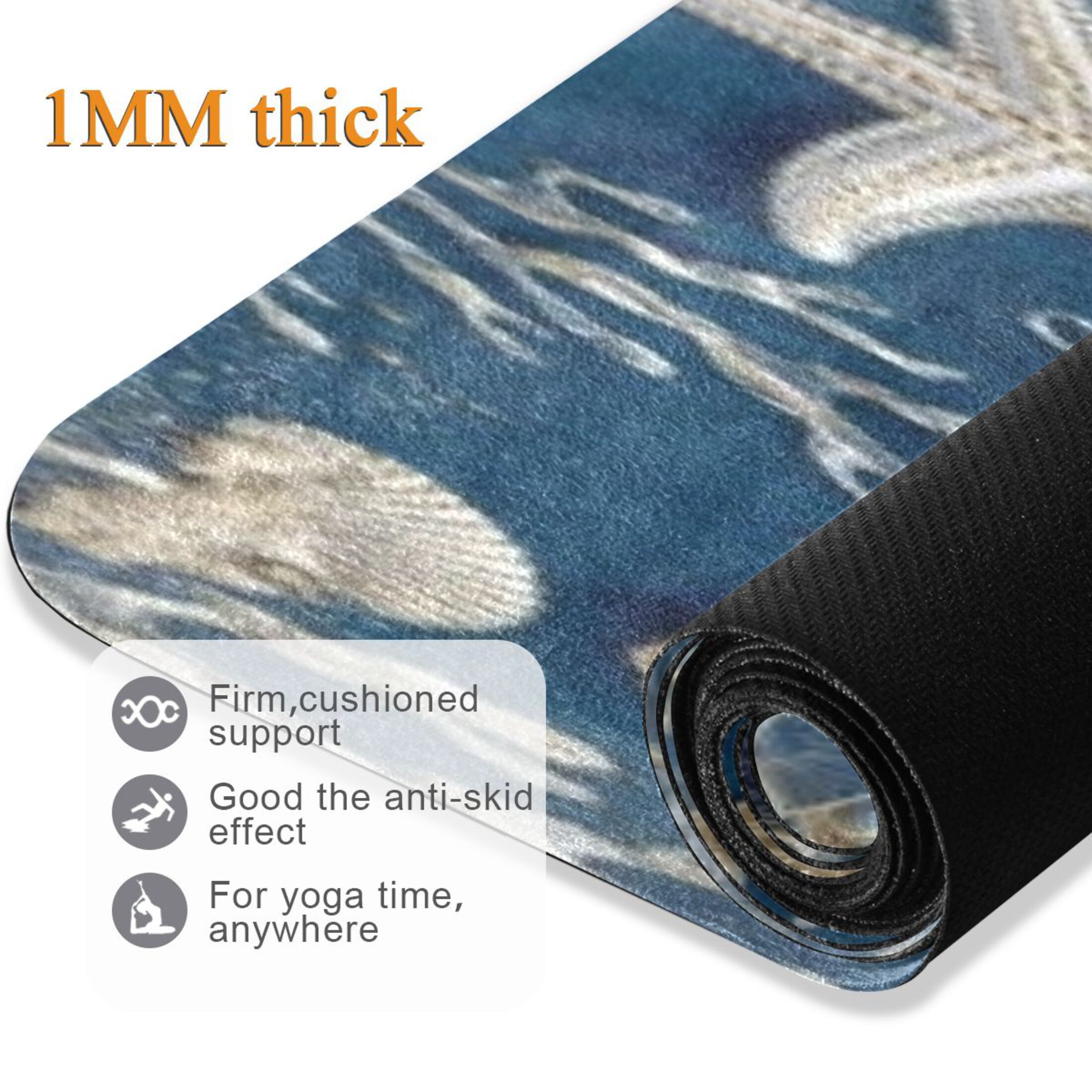 BZSMCE Yoga Mat Women Fitness Mat Navy Beaded Sea Turtle Pattern