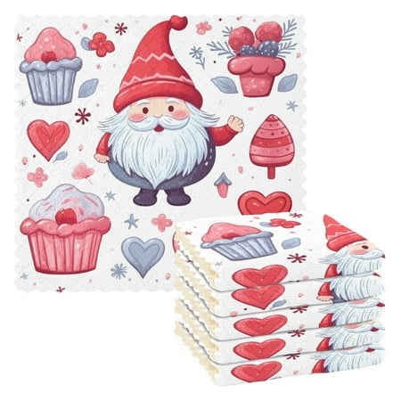 

6 Packs Cute Dwarf Heart Cake Kitchen Dish Towels Soft Absorbent Dish Cloths 11 x11