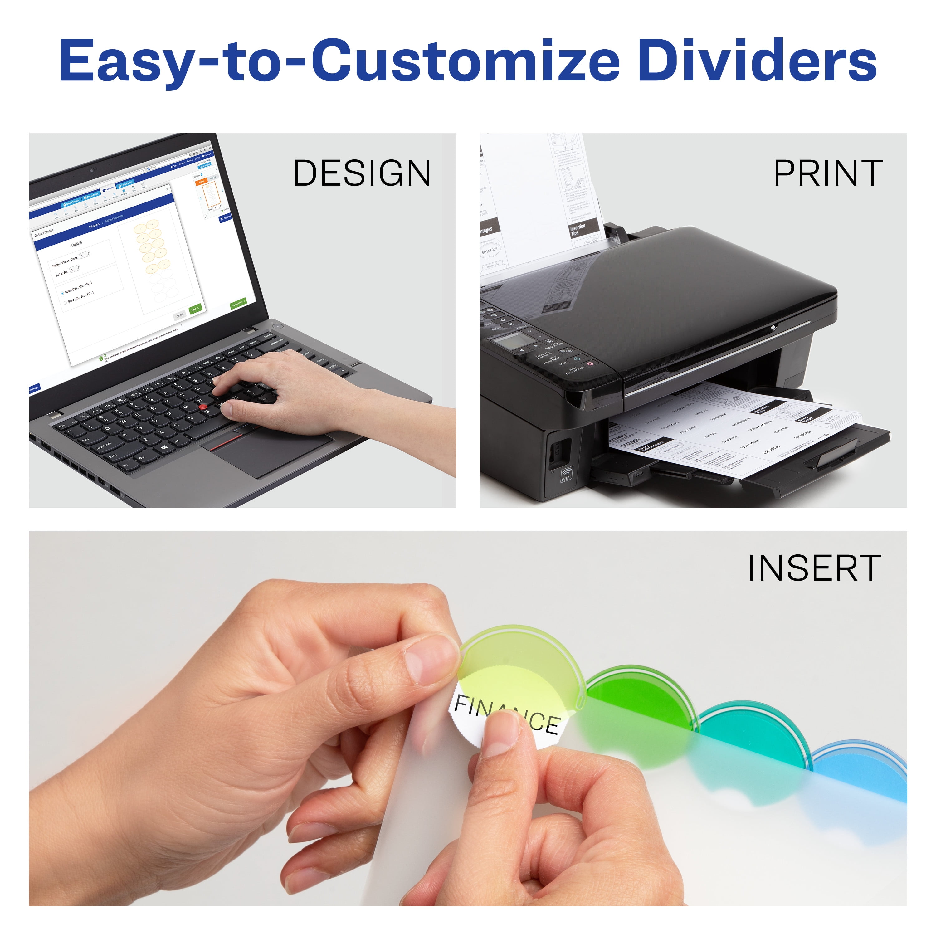 Avery® Plastic Dividers, Insertable Big Tab™, 8-Tab, Color, 1 Set