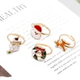 thumbnail image 3 of Christmas Elk Santa Ring For Women Fashion Cute Gold Color Drip Glaze Opening Adjustable Finger Ring Party New Year Jewelry Gift, 3 of 5