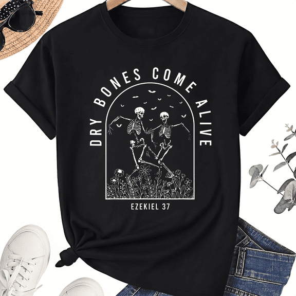 KeHetSoft Unisex Halloween Dry Bones Come Alive Cotton Graphic T-Shirt