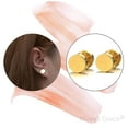 thumbnail image 2 of Maya's Grace Round Barbell Dumbbell Flat Back Disc Stud Earrings Unisex - Gold, 6mm, 2 of 6