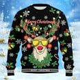 thumbnail image 2 of IWRICH Ugly Christmas Sweatshirts for Men Funny Printed Cat Elk Dog Christmas Party Cosplay Pullovers Tops Black3 XL, 2 of 3