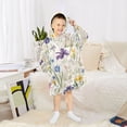 thumbnail image 6 of FORMRS Wearable Blanket Hoodie with Sleeves for Kids Cozy Flannel Sweatshirt, Blue Floral Rabbit, 6 of 7