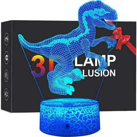 

YSITIAN Dinosaur 3D Illusion lamp Night Lights for Kids Bedside Lamp 16 Colors Changing with Smart Touch and Remote Control YT-7329