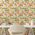 thumbnail image 2 of Ambesonne Citrus Peel & Stick Wallpaper for Home, Jungle Scene Leafy Twigs Art, 13"x36", Marigold Fern Green Ruby, 2 of 5