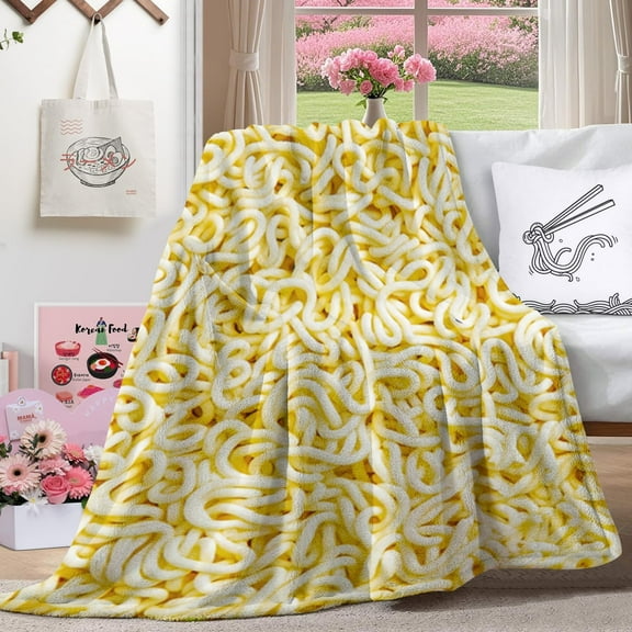Kuscheln Noodles Blanket Realistic Food Blanket, Mothers Day Birthday Gifts for Kids, Funny Throw Blanket for Couch Sofa Bed, Food Ramen Gifts 50" X 60"
