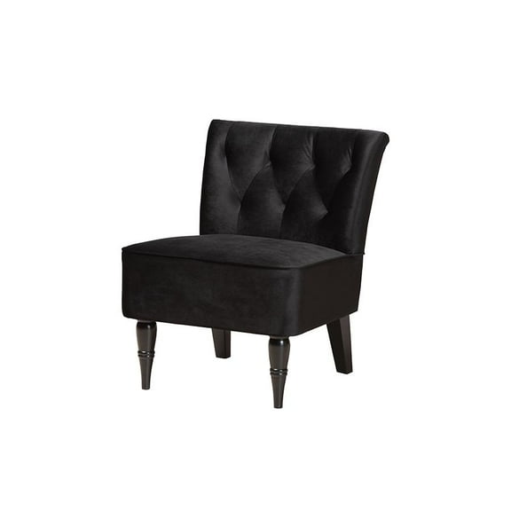 Baxton Studio Harmon Modern and Contemporary Transitional Black Velvet Fabric Upholstered and Walnut Brown Finished Wood
