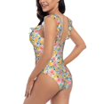 thumbnail image 5 of Yiaed Watercolor Wildflowers Print Women's Ruffled One Piece Swimsuit V Neck Swimwear Slimming Monokini for Woman-Small, 5 of 8