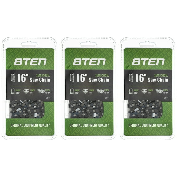 8TEN Chainsaw Chain 16 inch 3/8 LP Pitch 55 DL for Stihl Husqvarna 3 Pack 810-CCC2233H