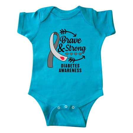 

Inktastic Diabetes Awareness Brave and Strong Gift Baby Boy or Baby Girl Bodysuit