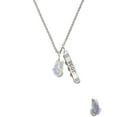 thumbnail image 2 of Delight Jewelry Silvertone Translucent Purple & Lime Green Flying Butterfly Silvertone Best Friends Forever Bar Charm Necklace, 23", 2 of 4