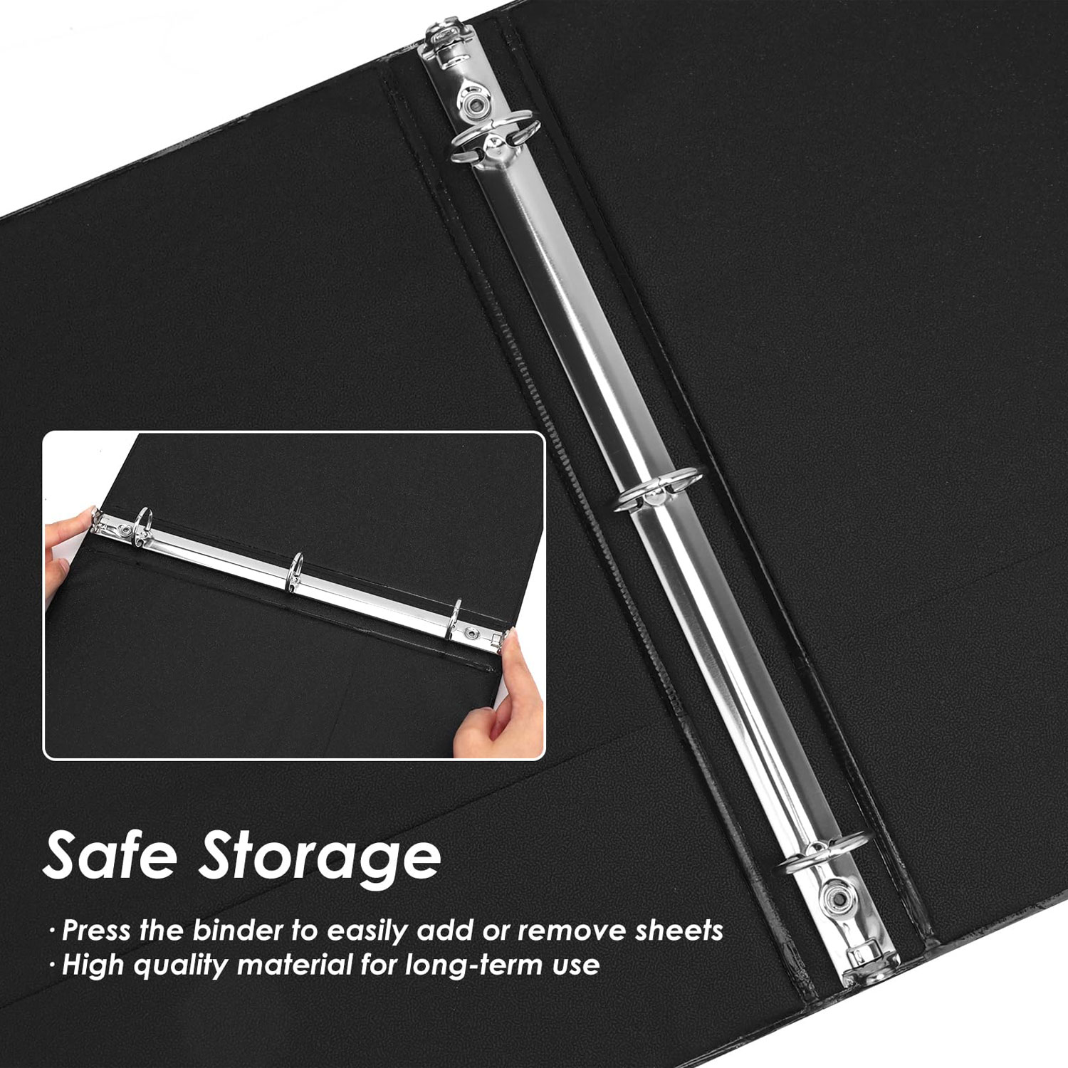 1 inch Binder 3 Ring Binders 200 Sheets Organizer with Pockets Round Ring View Binders with Pockets Holds 8.5'' x 11''Paper Office, Home, and School Use 6-Pack White Black