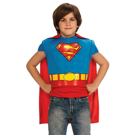 Boys Superman Muscle Shirt Cape Halloween Costume  Size 4-6