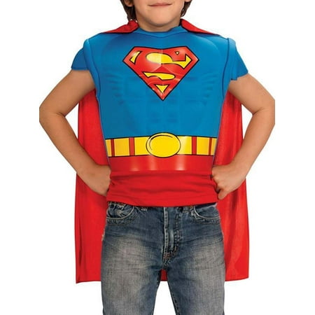 DC Comics Superman Muscle Shirt Cape Halloween Costume Size 4-6 (Little Boys)