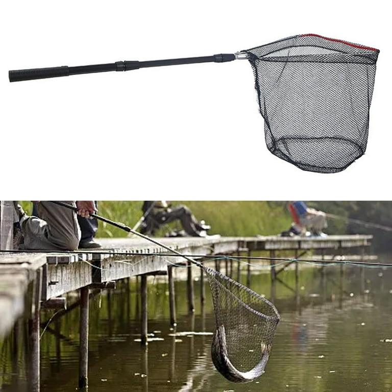 San Like Fishing Net Collapsible Telescopic Pole Fishing Net - Folding Extend Rubber Coated Freshwater Saltwater Landing Net for Trout Bass Steelhead