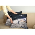 thumbnail image 2 of Ambesonne Space Throw Pillow Cover 2 Pack, Astronaut on Moon Mission, 24", Taupe Blue, 2 of 7